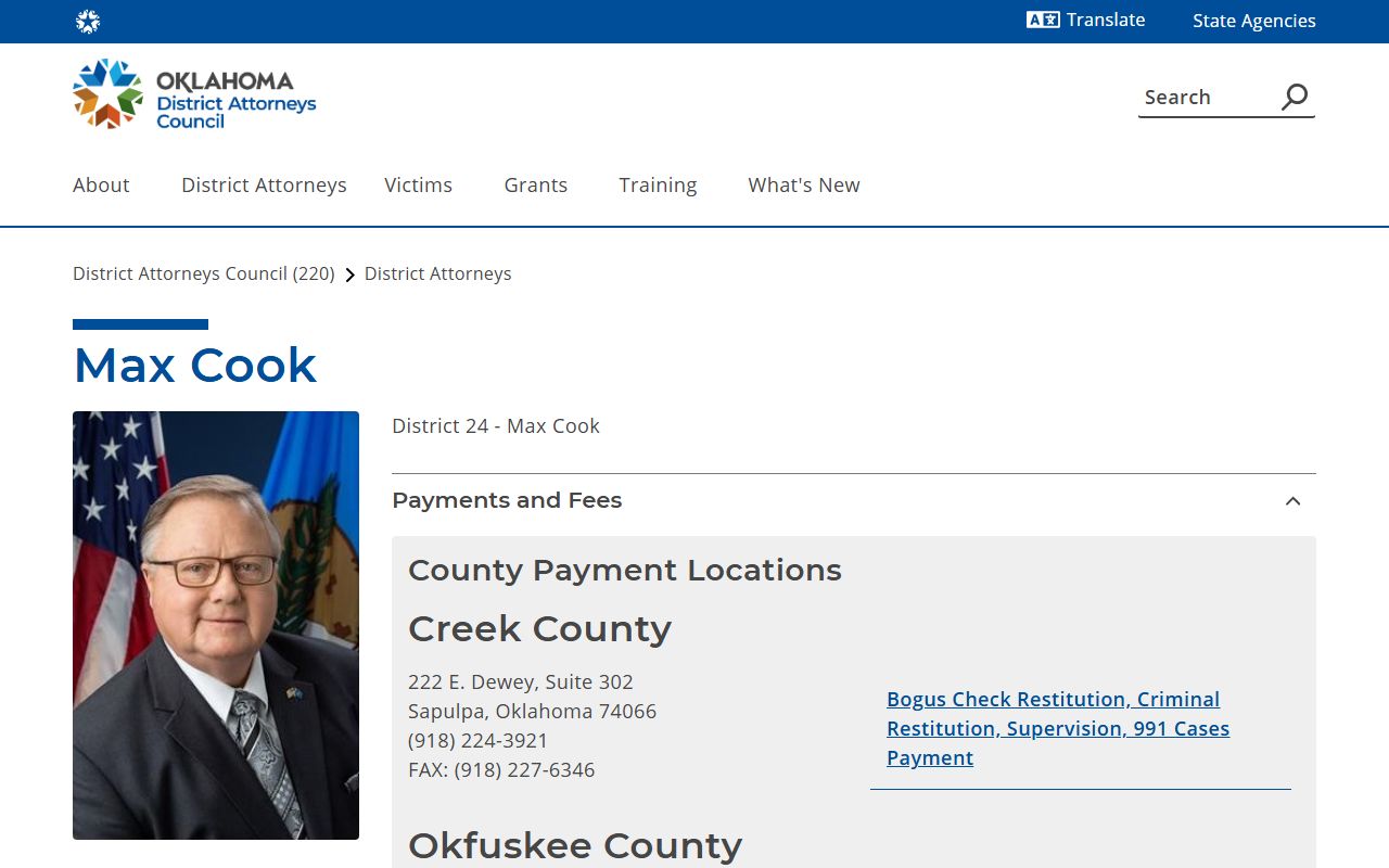 Okfuskee County court records after jail arrest District 24 prosecutor page